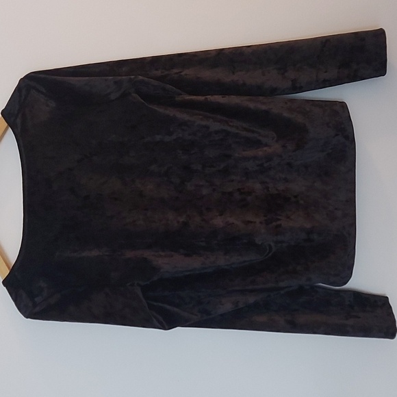 Vince Square Neck Plush Velour Fitted Long Sleeve Top Black Size Large - Picture 6 of 10